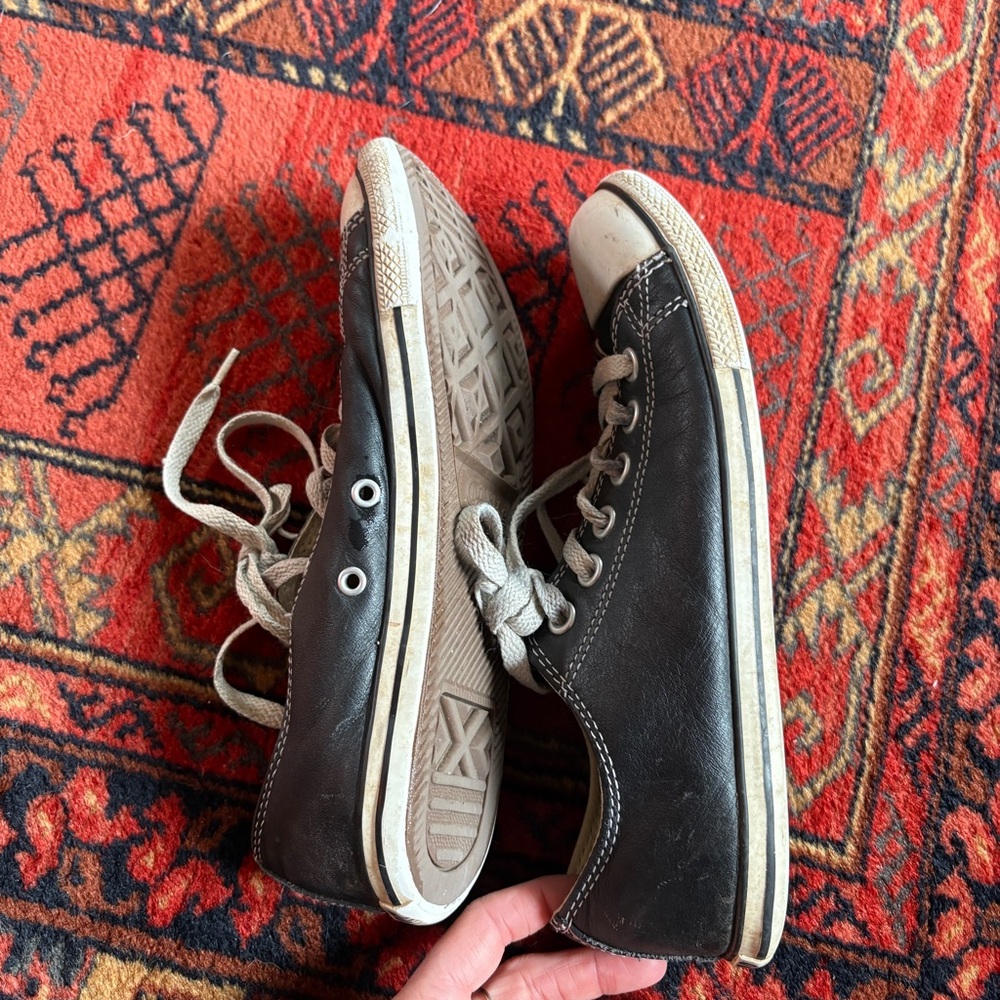 Converse Black and White Classic Leather Sneakers - Picture 2 of 6